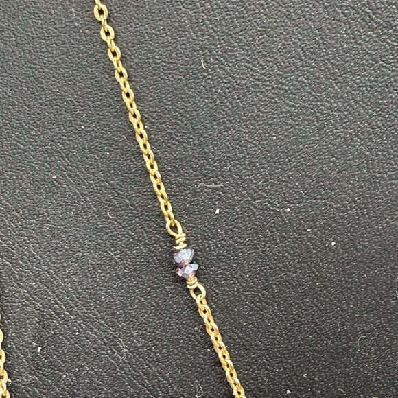 Loft Orange Crystal Pendant Double Strand Chain Necklace Layered Gold Tone - Picture 8 of 8